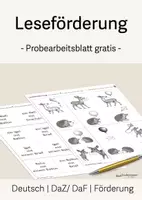 Vorschau - Arbeitsblätter - Leseförderung - Probearbeitsblatt gratis - Deckblatt