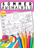 Vorschau - Mal- und Bastelvorlagen - ☀️ Kostenloses Sommer-Ausmalbild (Grundschule / Kunst & Vertretung) ☀️ - Deckblatt