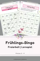 Vorschau - Spiele - Bingo Frühling Grundschule – Freiarbeit Lernspiel | Frühlingswörter & Aktivitäten | Klasse 2–4 - Deckblatt