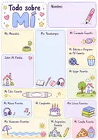 Vista previa - Hojas de trabajo - Todo sobre mí – Plantillas creativas para presentarse en español - página 1