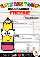 Vorschau - Arbeitsblätter - FREEBIE Sätze schreiben / Satz des Tages / Schüttelsätze (Druckschrift) - Deckblatt