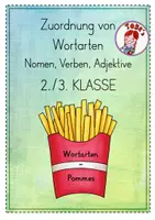 Vorschau - Stationenlernen - Zuordnung der Wortarten (Wortarten-Pommes 2./3. Klasse) - Deckblatt