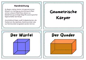 Vorschau - Arbeitsblätter - Übungskartei: Geometrische Körper mit 12 Übungskarten - Seite 1