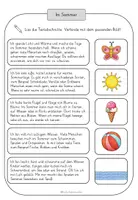 Vorschau - Arbeitsblätter - Lesen und Verbinden - Sommer - Seite 1