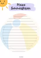 Vorschau - Arbeitsblätter - Meine Sommerferien im Strandball | Kreativer Schreibanlass | Reflexion Sommeferien| Briefpapier liniert Sommerferien| Rückblick der Sommerferien🏝️☀️ - Deckblatt