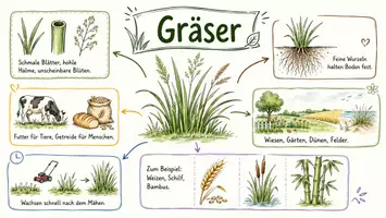 Vorschau - Arbeitsblätter - Arbeitsblatt "Gräser" + Onlineübung & MP3 + Mindmap + Infografik - Seite 1