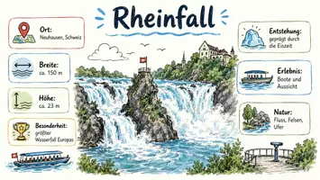 Vorschau - Arbeitsblätter - AB mit Fragen zum Thema "Rheinfall" + Lösungsblatt + Infografik - Seite 1