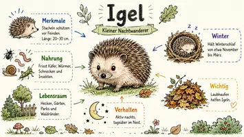 Vorschau - Arbeitsblätter - AB mit Fragen zum Thema "Igel" + Lösungsblatt + Infografik - Seite 1