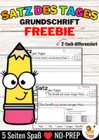 Vorschau - Arbeitsblätter - FREEBIE Sätze schreiben / Satz des Tages / Schüttelsätze (Grundschrift) - Deckblatt