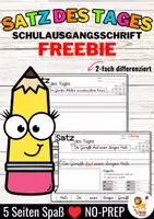 Vorschau - Arbeitsblätter - FREEBIE Sätze schreiben / Satz des Tages / Schüttelsätze (Schulausgangsschrift) - Deckblatt