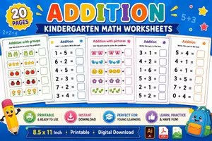 Aperçu - Apprentissages en autonomie - Addition Kindergarten Math Worksheets - Page de couverture
