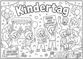 Vorschau - Mal- und Bastelvorlagen - Ausmalbilder zum Kindertag - Kinderrechte endecken & gestalten - Seite 1