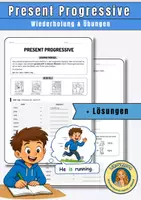 Vorschau - Arbeitsblätter - Present Progressive leicht erklärt – Übungen mit Lösungen - Deckblatt