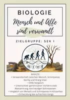 Vorschau - Arbeitsblätter - Mensch und Affe sind verwandt – Evolution, Menschenaffen und aufrechter Gang - Deckblatt
