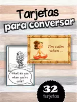 Vista previa - Tarjetas / Manipulativos - 32 Feelings Tarjetas para conversar | 16 Preguntas y 16 Inicios de frase | Actividad imprimible de expresión oral y SEL - Portada