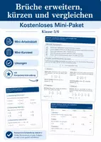 Vorschau - Arbeitsblätter - Brüche erweitern, kürzen und vergleichen – Kostenloses Mini-Paket mit Merkblatt, Arbeitsblatt, Kurztest & Lösungen | Klasse 5/6 - Deckblatt