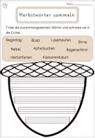 Vorschau - Arbeitsblätter - Materialpaket Herbst Deutsch Klasse 2–3 | Wortarten, Wortschatz & zusammengesetzte Wörter | Nomen, Verben, Adjektive - Seite 1