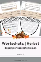 Vorschau - Arbeitsblätter - Herbst: Zusammengesetzte Wörter finden & abschreiben | Nomen erkennen | Deutsch 2. Klasse - Deckblatt