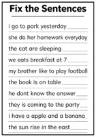 Aperçu - Feuilles d'exercices - exercices de correction d erreurs cm2 en anglais _ 20 fiches - Page 2