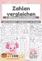 Vorschau - Arbeitsblätter - Zahlen vergleichen – Differenzierte Arbeitsblätter für Klasse 1 | Mengen, Zahlen und Rechenergebnisse vergleichen - Deckblatt