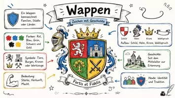 Vorschau - Arbeitsblätter - AB mit Fragen zum Thema "Wappen" + Lösungsblatt + Infografik - Seite 1