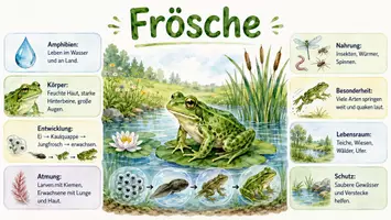 Vorschau - Arbeitsblätter - Arbeitsblatt zum Thema "Frösche" + Onlineübung & MP3 + Infografik - Seite 1