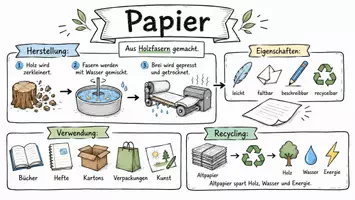 Vorschau - Arbeitsblätter - Arbeitsblatt "Papier" + Onlineübung & MP3 + Mindmap + Infografik - Seite 1