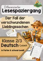 Vorschau - Arbeitsblätter - Lesespaziergang - Die verschwundenen Lieblingssachen - Deckblatt
