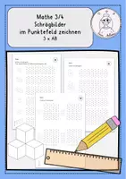 Vorschau - Arbeitsblätter - Mathe 4 Schrägbilder im Punktefeld zeichnen Frau Adam - Deckblatt