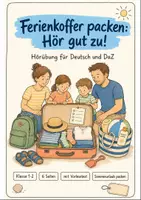 Vorschau - Mal- und Bastelvorlagen - Hörverstehen Klasse 1-2: Ferien & Koffer packen - Deckblatt