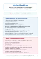 Vorschau - Merkblätter - Mathe-Checkliste Klasse 8 GYMNASIUM (BW Bildungsplan 2016) --> Übergang nach Klasse 9 - Deckblatt