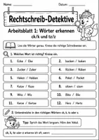 Vorschau - Arbeitsblätter - Rechtschreibung Klasse 3: ck/k und tz/z üben - Seite 2