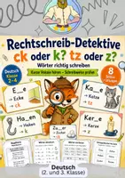 Vorschau - Arbeitsblätter - Rechtschreibung Klasse 3: ck/k und tz/z üben - Deckblatt