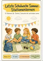 Vorschau - Mal- und Bastelvorlagen - Stationenlernen Klasse 3-4: Sommer & Ferien - Deckblatt