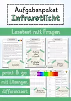 Vorschau - Arbeitsblätter - Infrarotlicht Lesetext einfach verständlich mit Aufgaben + Lösungen und Wortspeicher Leseverstehen - Deckblatt