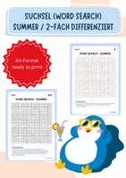 Vorschau - Arbeitsblätter - FREEBIE! Sommerferien: Englisch Suchsel (2-fach differenziert) – ab Klasse 5 - Deckblatt