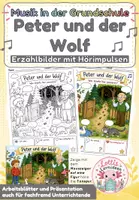 Vorschau - Arbeitsblätter - Peter und der Wolf – Erzählbilder mit integrierten Audios | Musikunterricht Grundschule | Unterrichtseinstieg mit Hörbeispielen - Deckblatt