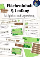 Vorschau - Mal- und Bastelvorlagen - Flächeninhalt und Umfang - Plakate/ Poster Matheunterricht - Deckblatt