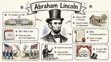 Vorschau - Arbeitsblätter - AB mit Fragen zum Thema "Abraham Lincoln" + Lösungsblatt + Infografik - Seite 1