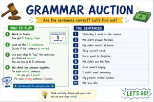 Vorschau - Interaktives Material - simple past - grammar auction (game) - Deckblatt
