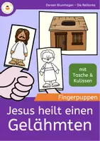Vorschau - Arbeitsblätter - Jesus heilt einen Gelähmten - Fingerpuppen zur Heilung eines Gelähmten - Deckblatt