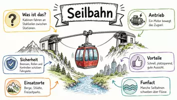 Vorschau - Arbeitsblätter - Arbeitsblätter zum Thema "Seilbahn" + Lösung & MP3 + Mindmap + Infografik - Seite 1