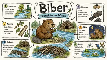 Vorschau - Arbeitsblätter - Arbeitsblätter zum Thema "Biber" + Lösung & MP3 + Mindmap + Infografik - Seite 1