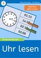 Vorschau - Mal- und Bastelvorlagen - Uhr - Uhrzeit - Klammerkarten - Freiarbeit - Deckblatt