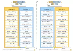 Vorschau - Arbeitsblätter - Massen / Gewichte umwandeln trainieren mit der Ping-Pong-Methode (Mittleres Niveau **) - Seite 2