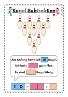 Vorschau - Arbeitsblätter - Einführung Subtraktion - Kegeln - Bowling - Minusaufgaben - Seite 1