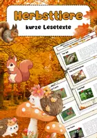 Vorschau - Arbeitsblätter - Herbsttiere Lesetexte: Igel, Eichhörnchen, Fuchs & Reh - Deckblatt
