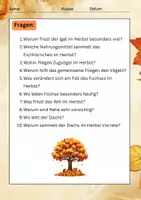 Vorschau - Arbeitsblätter - Herbsttiere Lesetexte: Igel, Eichhörnchen, Fuchs & Reh - Seite 3