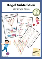 Vorschau - Arbeitsblätter - Einführung Subtraktion - Kegeln - Bowling - Minusaufgaben - Deckblatt