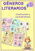 Vista previa - Tarjetas / Manipulativos - GÉNEROS LITERARIOS Clasificación y características - Portada